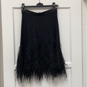 Michael Kors feather-embroidered cashmere skirt